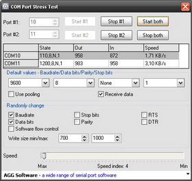 COM Port Stress Test window