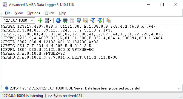 Advanced NMEA Data Logger screen shot