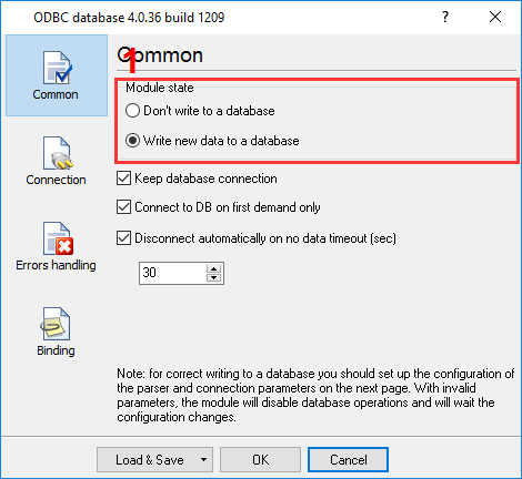 Enabling logging to the database