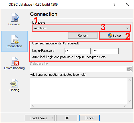 Configuring the data export plug-in. Connection.