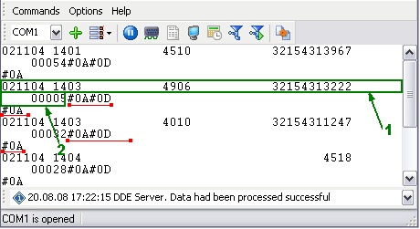 PBX data logger. Data received