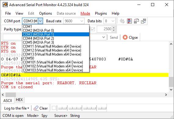 Usb virtual serial port