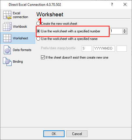 Excel file settings
