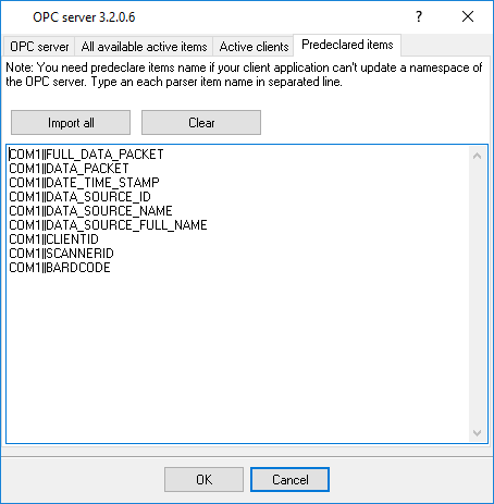 OPC server pre-declaration OPC server pre-declaration