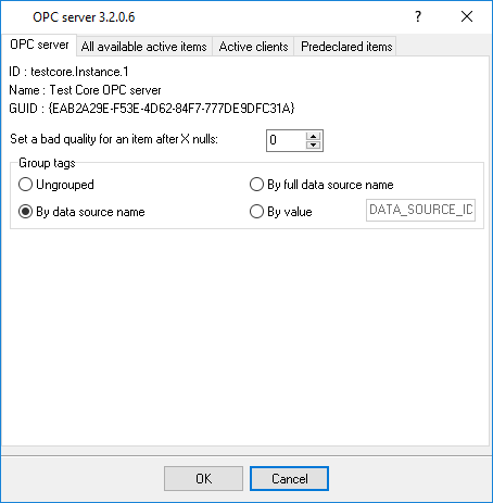OPC server parameters OPC server parameters