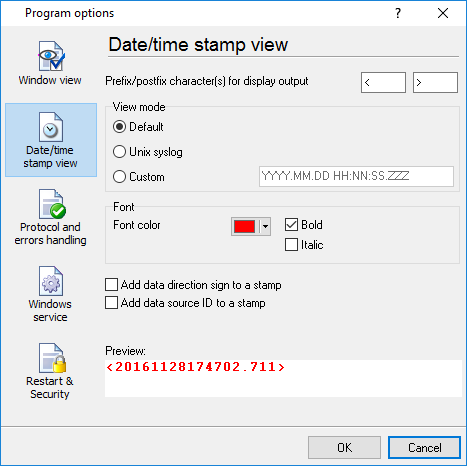 Configuring data/stamp view Configuring data/stamp view