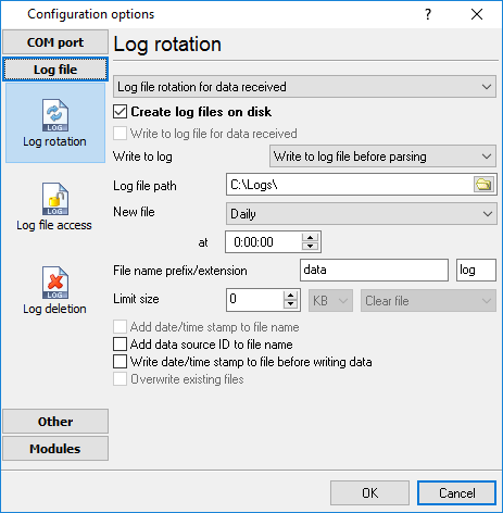 Log-file forming modes Log-file forming modes