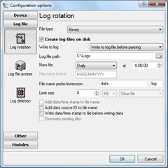Log file settings