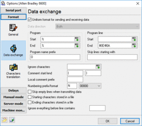 Machine communication settings