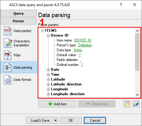 GPS tracker. Parser variables.