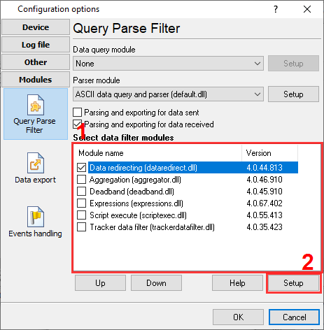 Enabling the "Data Redirecting" plug-in.