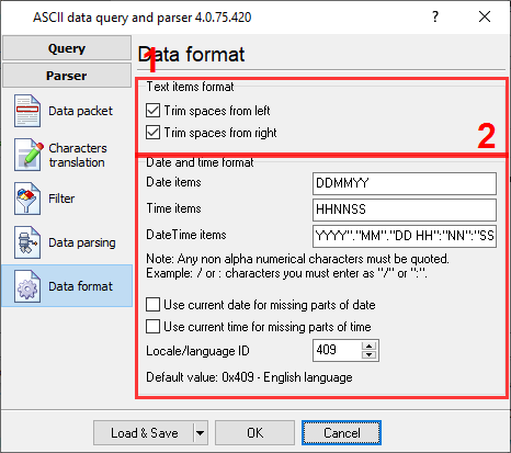 Date/time format options