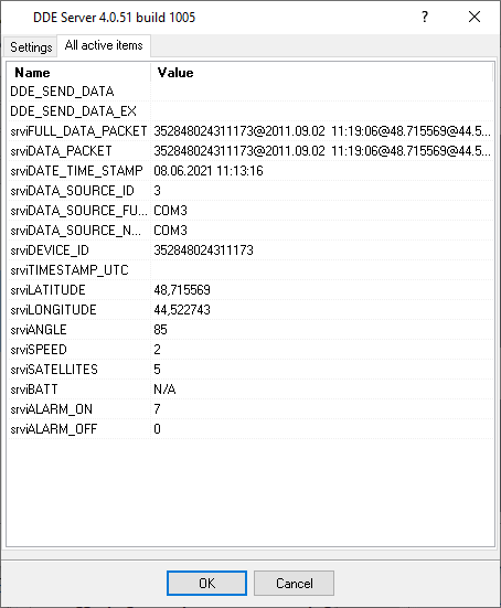 Verifying data in the DDE server