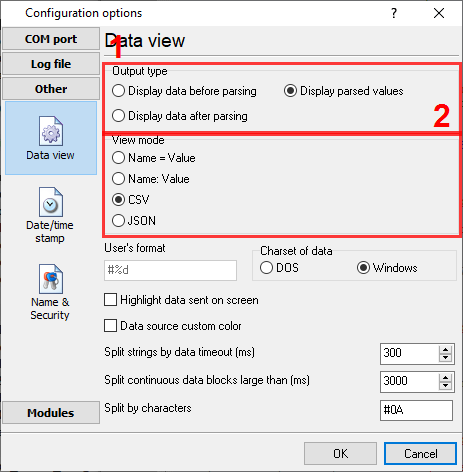 CSV data view mode