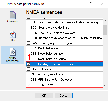 Selecting NMEA sentences