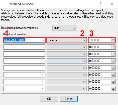 Deadband plugin settings