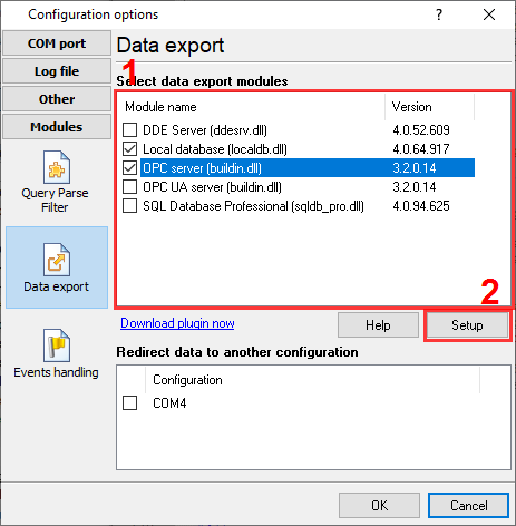 Enabling the OPC server