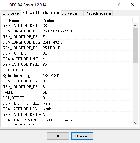 Listing of all NMEA values