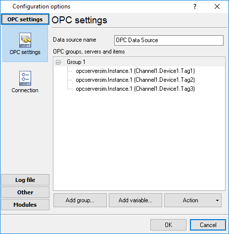 OPC settings OPC settings