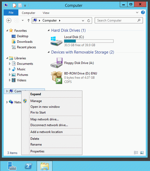 Access to the computer or server management console