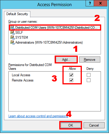 Configuring access permissions