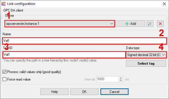 Fig. 5. Server and tag selection Fig. 5. Server and tag selection