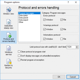 Program protocol settings