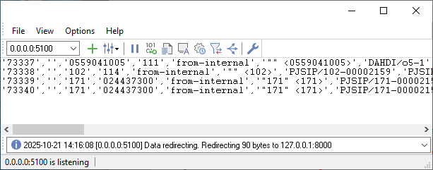 Grandstream incoming data example