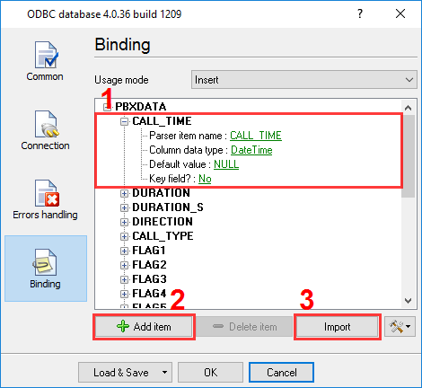Binding in ODBC Database