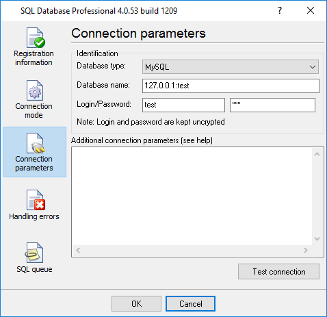 Connection parameters