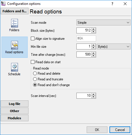 Adjusting read options for Alcatel OmniPCX Enterprise