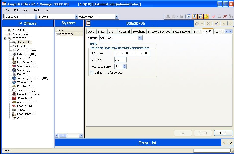 Avaya IP Office 500 (CSV). PBX Data Logger. SMDR/CDR data format and  connection settings