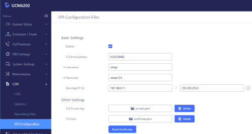 CDR. API configuration