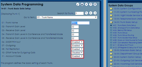 Trunk Data Setup