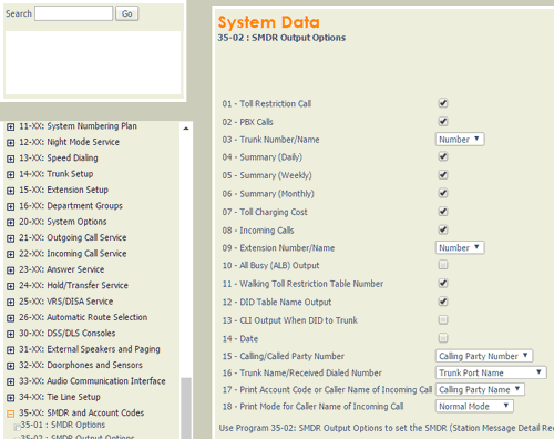 SMDR Output Options