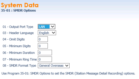 SMDR Options