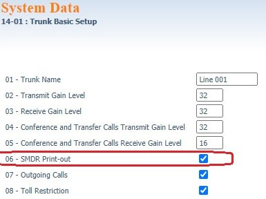 Enabling SMDR for a trunk