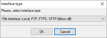 Sonus 2000 SBC. Data source selection dialog.