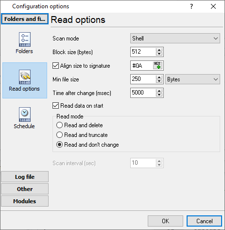 Adjusting read options for Alcatel 4400
