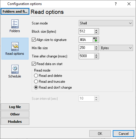 Adjusting read options for Alcatel OmniPCX Enterprise