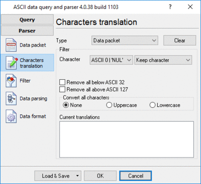 Character translation map in Serial Data Logger