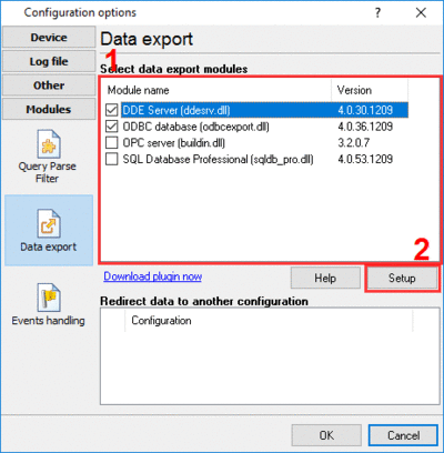 Various data export plugins in Serial Data Logger