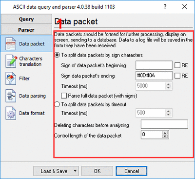 Flexible data parsing settings in Serial Data Logger