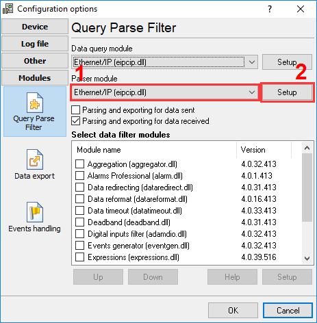 Selecting the parser plugin