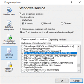 Service Application Settings