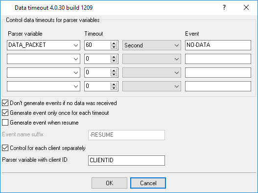 Data timeout plugin settings