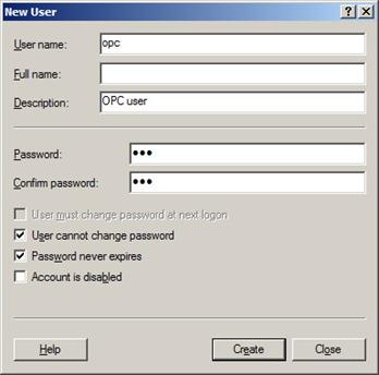 OPC and DCOM Configuration. Creating a user and giving access permissions