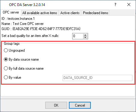 OPC data grouping