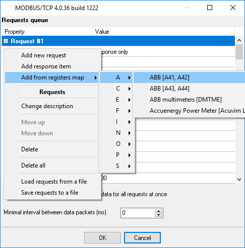 Selecting registers map