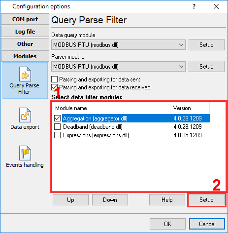 Selecting a data filtering module